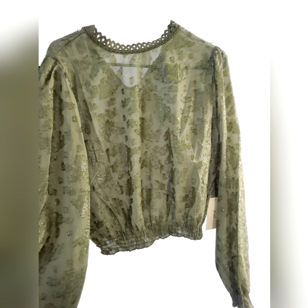 Green delicate see through top